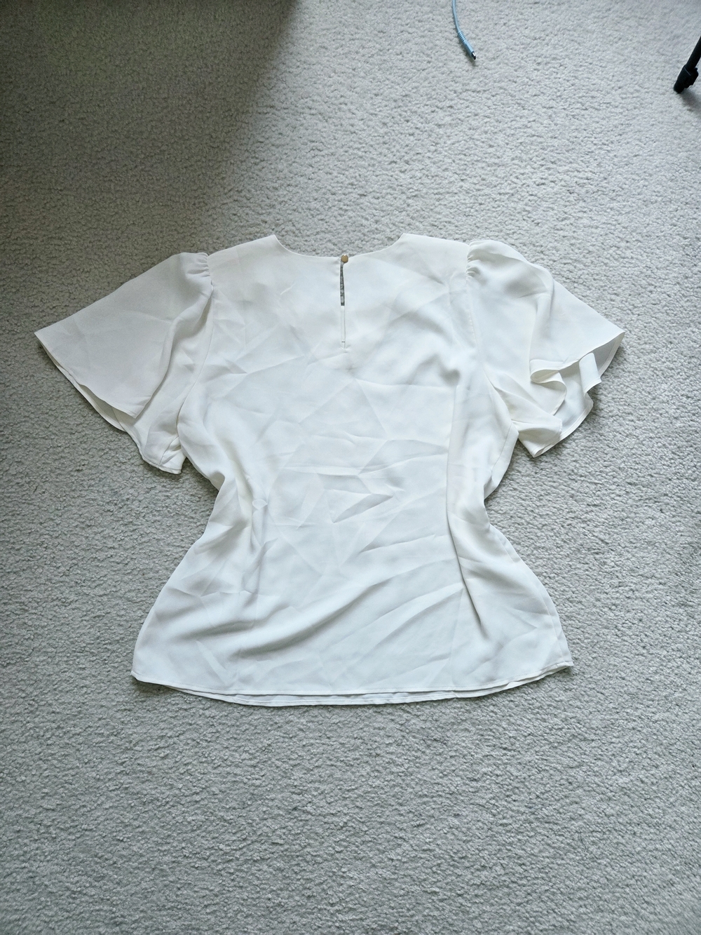 Ann Taylor Cream Flutter Sleeve Blouse